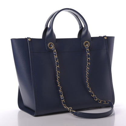 Chanel Caviar Small Studded Deauville Tote Navy 3 of 10