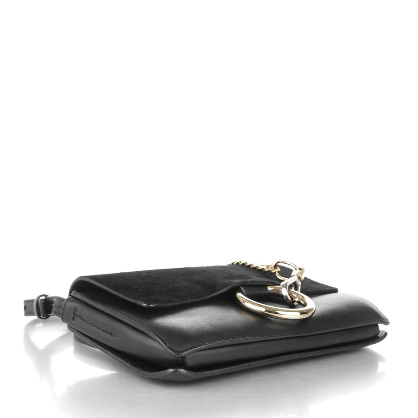 Suede Calfskin Small Faye Shoulder Bag Black