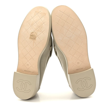 Chanel Canvas Quilted CC Turnlock Loafers 39 Beige 5 of 8