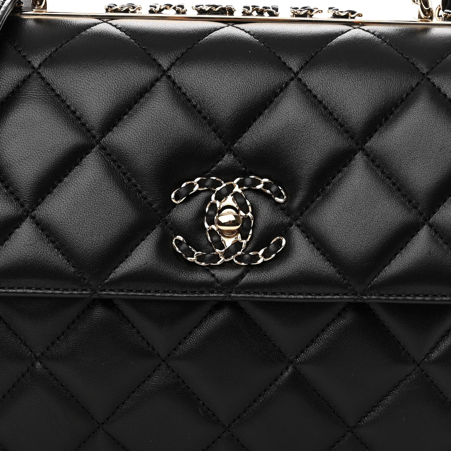 Lambskin Quilted Small Trendy CC Chain Dual Handle Flap Bag Black