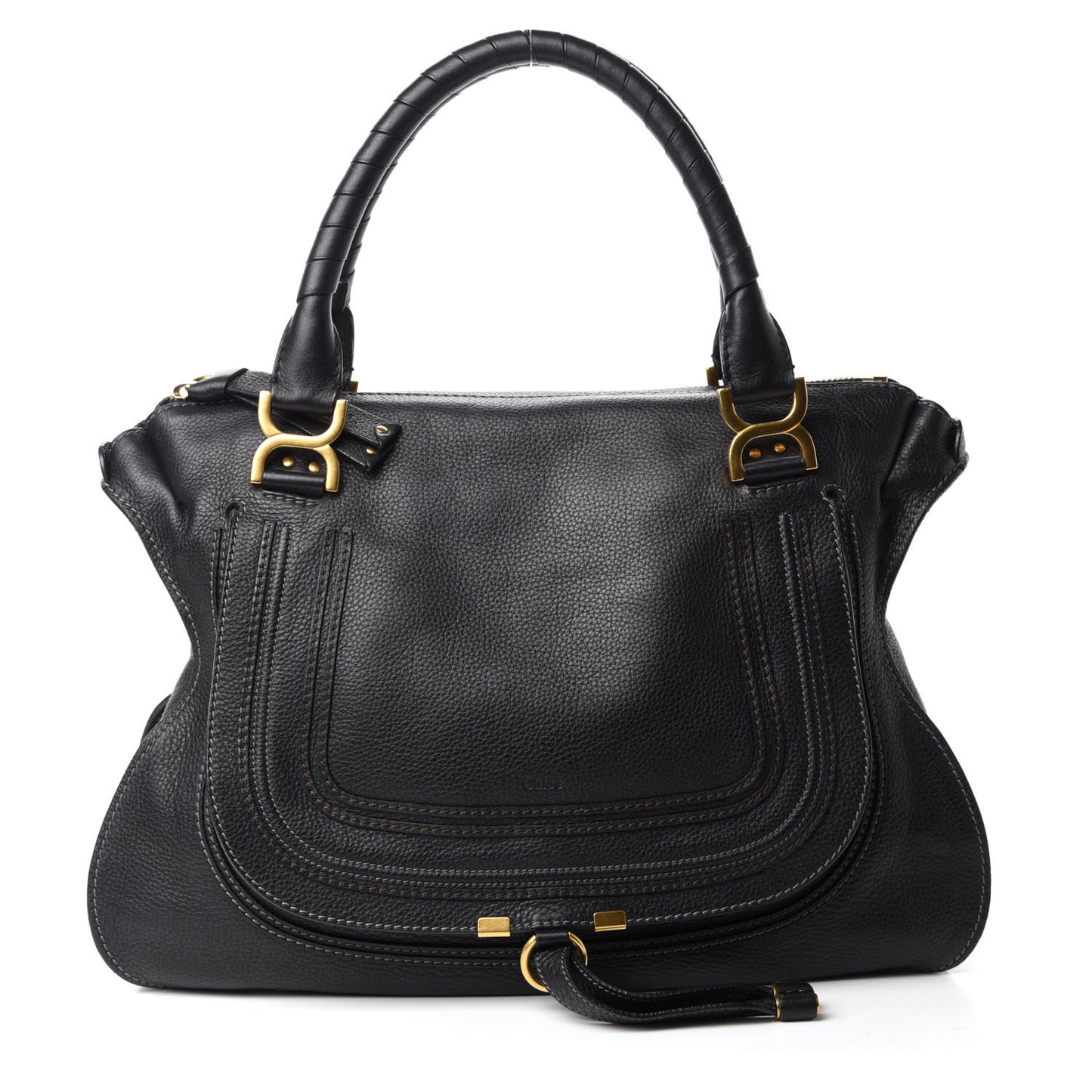 Calfskin Large Marcie Satchel Black