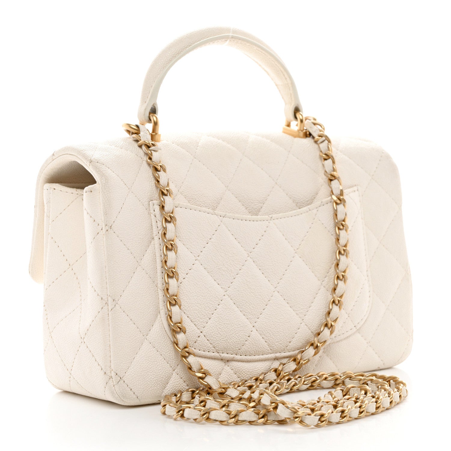 Chanel Caviar Quilted Mini Top Handle Rectangular Flap White 3 of 11