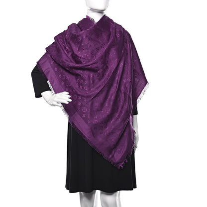 Louis Vuitton Wool Silk Monogram Shawl Cassis 2 of 6