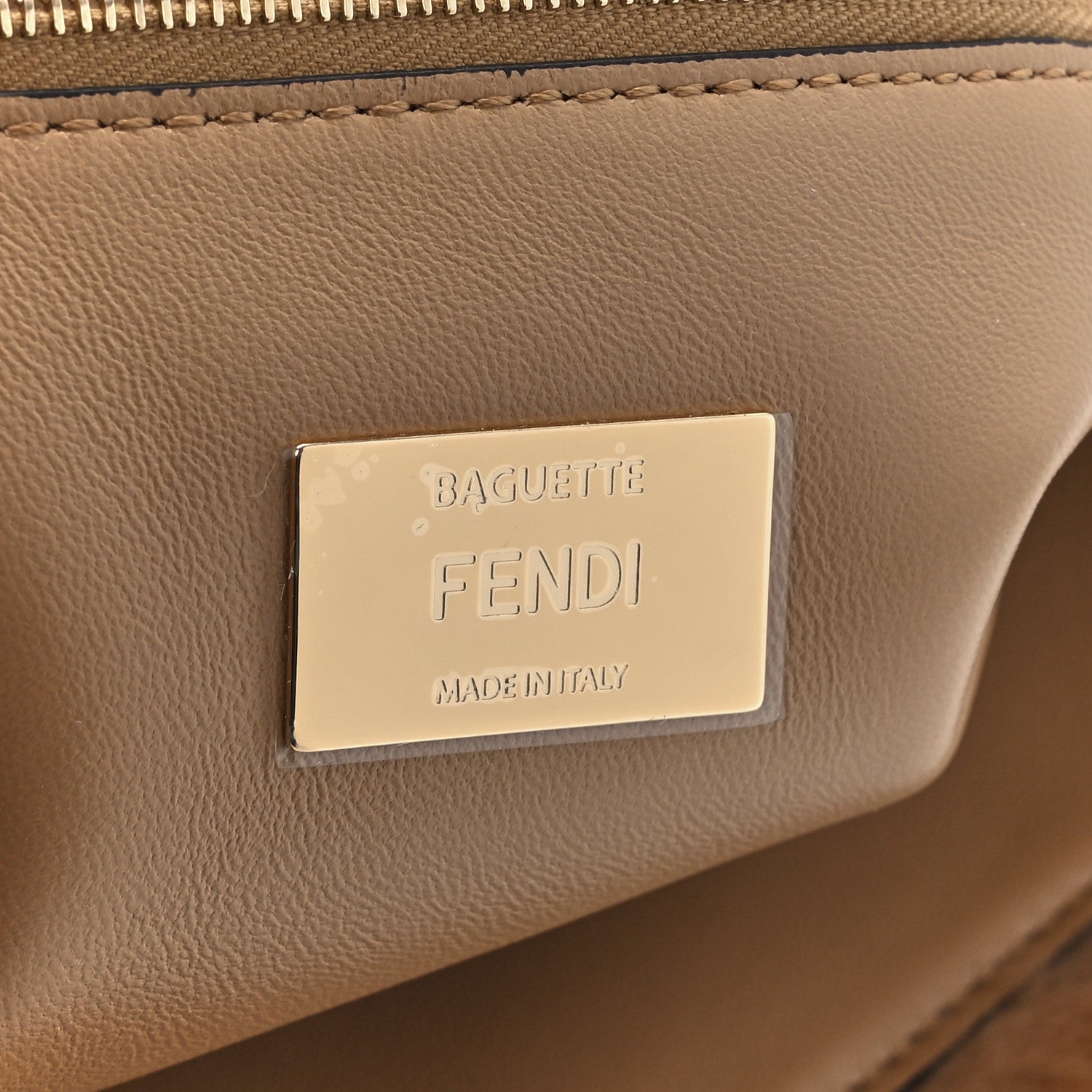 Fendi Mink Shiny Nappa Fringe Baguette Natural Miele Scuro 6 of 12