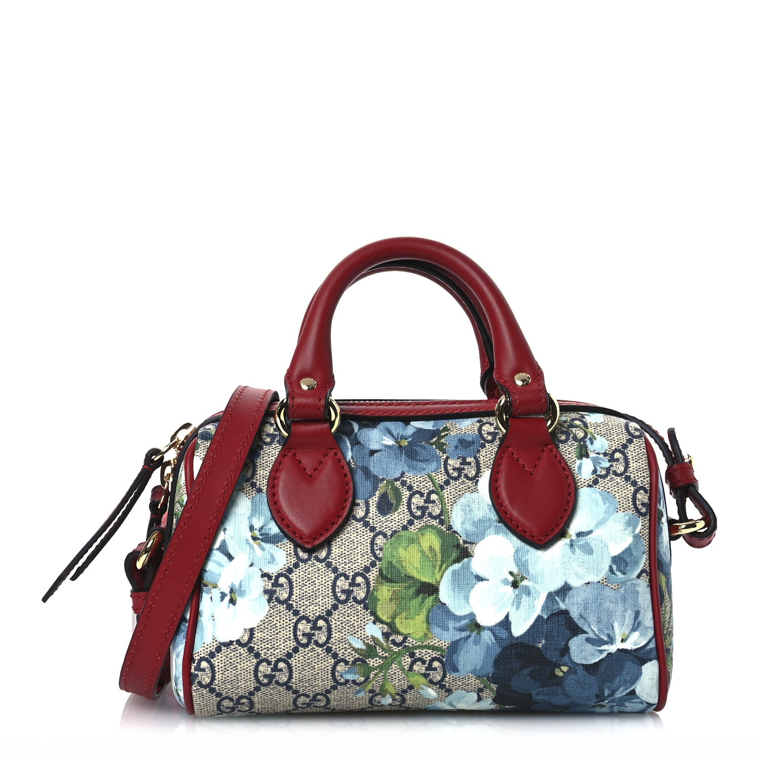 Gucci GG Supreme Monogram Blooms Mini Boston Navy Blue Hibiscus 1 of 14