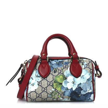 Gucci GG Supreme Monogram Blooms Mini Boston Navy Blue Hibiscus 1 of 14
