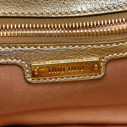 Miu Miu Raffia Madras Crystal Embellished Lady Shoulder Bag Naturale Pirite 6 of 9