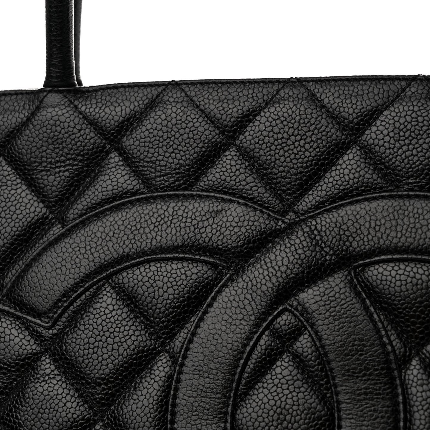 Caviar Quilted Medallion Tote Black