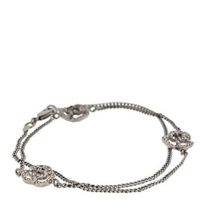 Chanel Crystal Camellia Chain Choker Necklace Silver 1 of 4