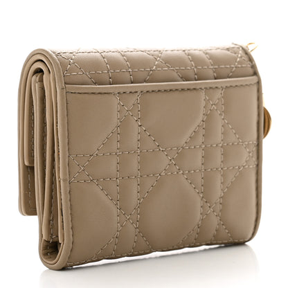Christian Dior Lambskin Cannage Lady Dior Lotus Wallet Warm Taupe 3 of 9