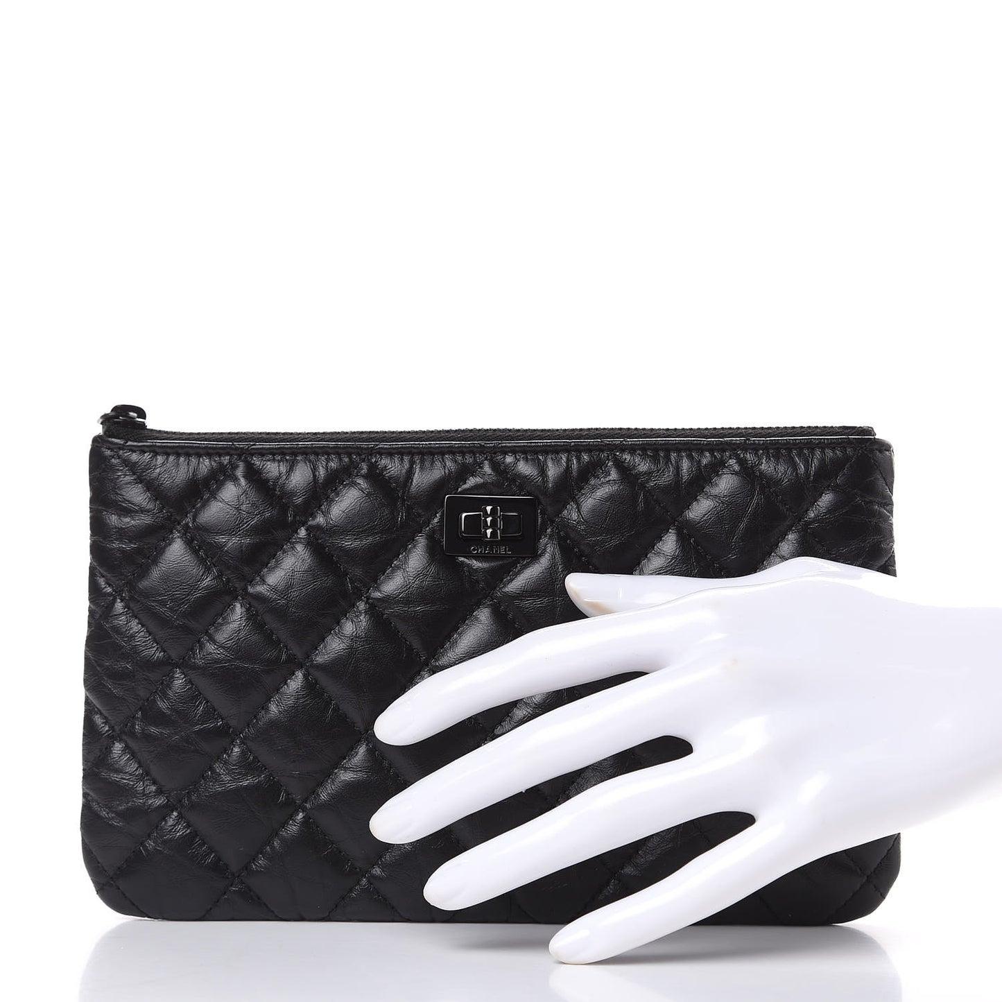 Aged Calfskin Quilted Medium Reissue Cosmetic Case So Black