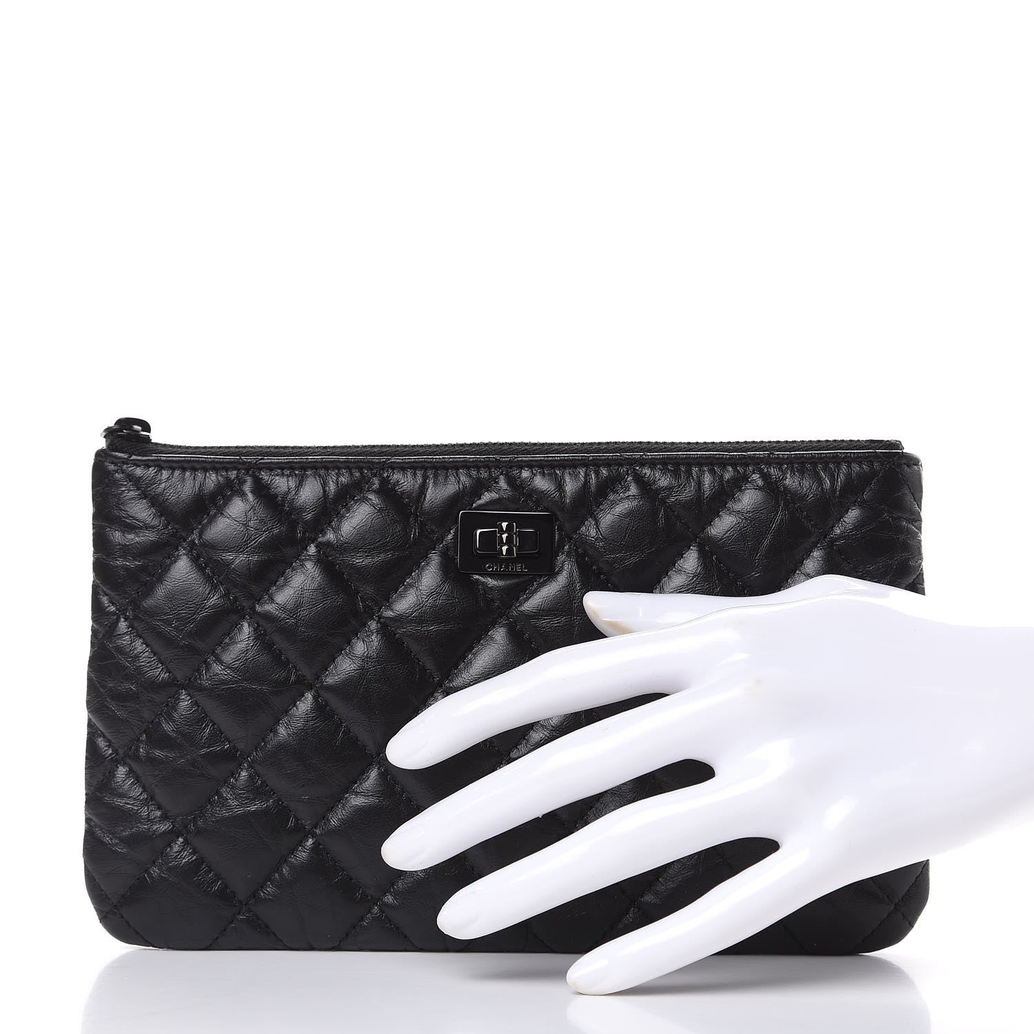 Chanel Aged Calfskin Quilted Medium Reissue Cosmetic Case So Black 2 of 8