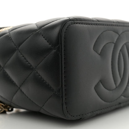 Chanel Lambskin Quilted Enamel CC Pearl Crush Small Vanity Case With Chain Black 9 of 11