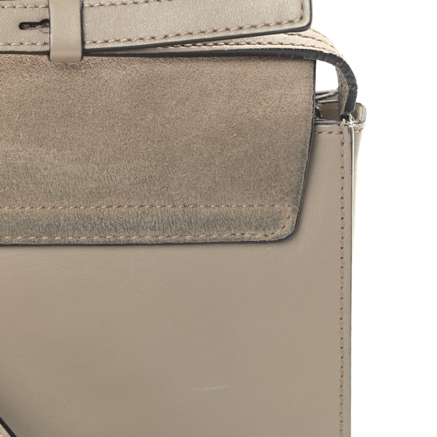 Suede Calfskin Small Faye Shoulder Bag Motty Grey