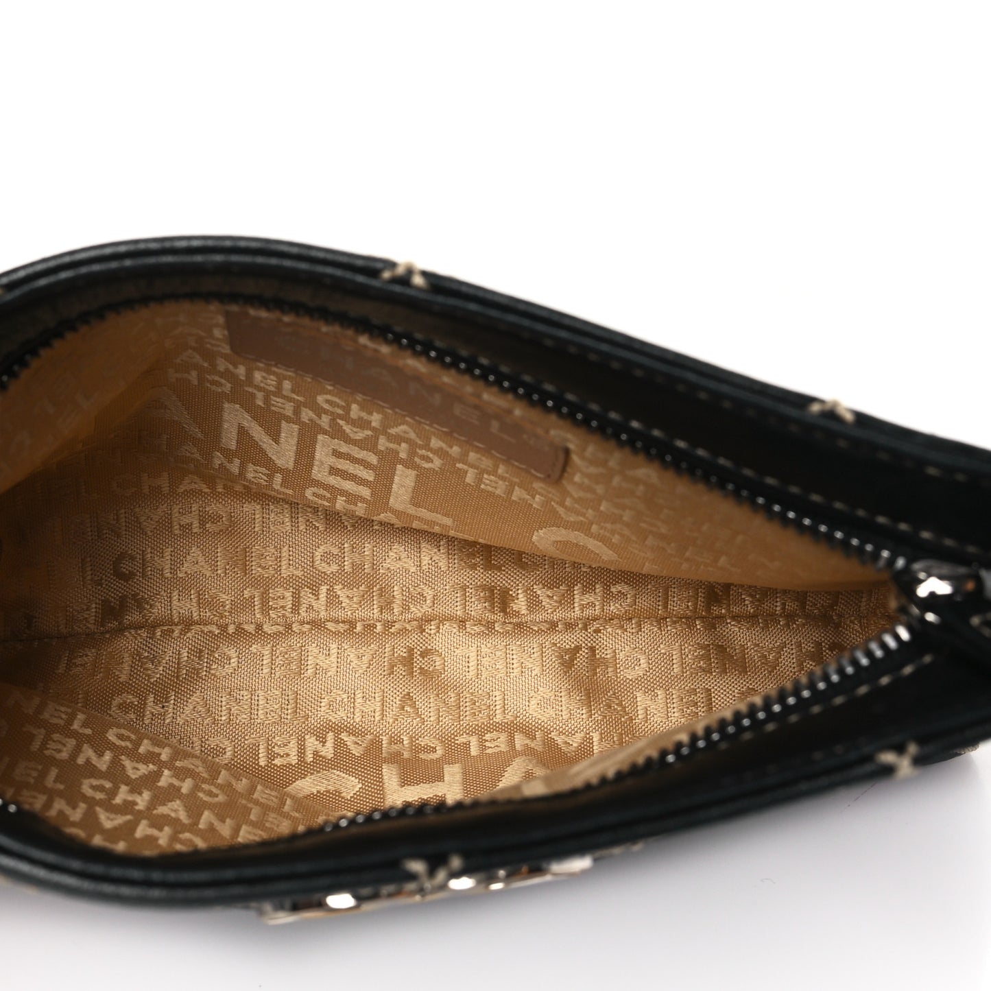 Lambskin Surpique Stitch Pochette Black
