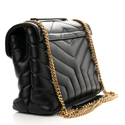 Saint Laurent Calfskin Y Quilted Monogram Small Loulou Chain Satchel Black 3 of 10