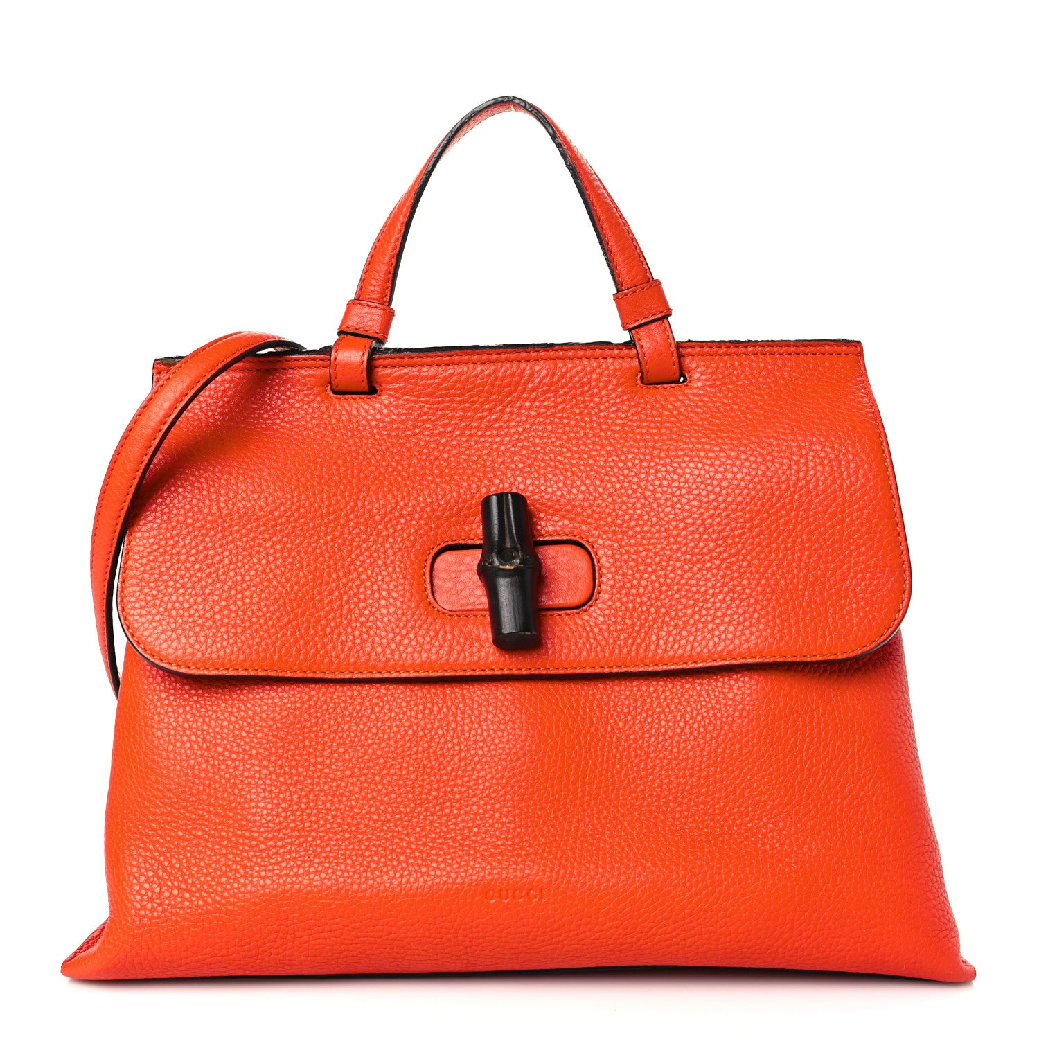 Gucci Cellarius Calfskin Medium Bamboo Daily Top Handle Bag New Dark Orange 1 of 10