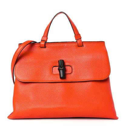 Gucci Cellarius Calfskin Medium Bamboo Daily Top Handle Bag New Dark Orange 1 of 10