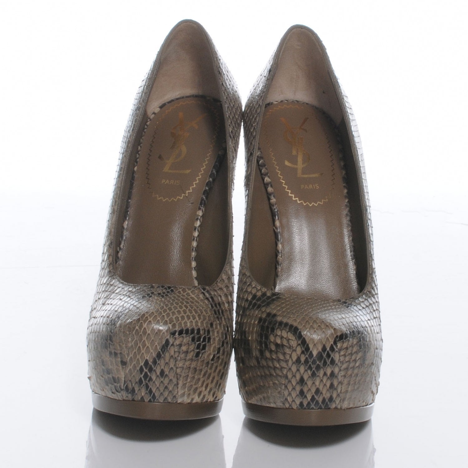 Saint Laurent Tribtoo Python 105 Pumps 36 Taupe 2 of 8