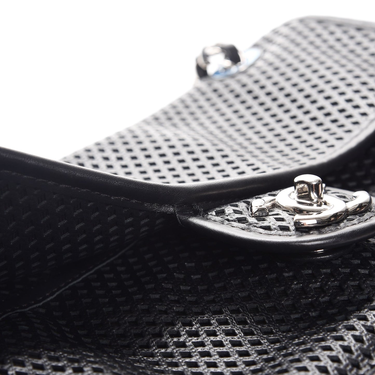 Perforated Calfskin Large Up In The Air Flap Black