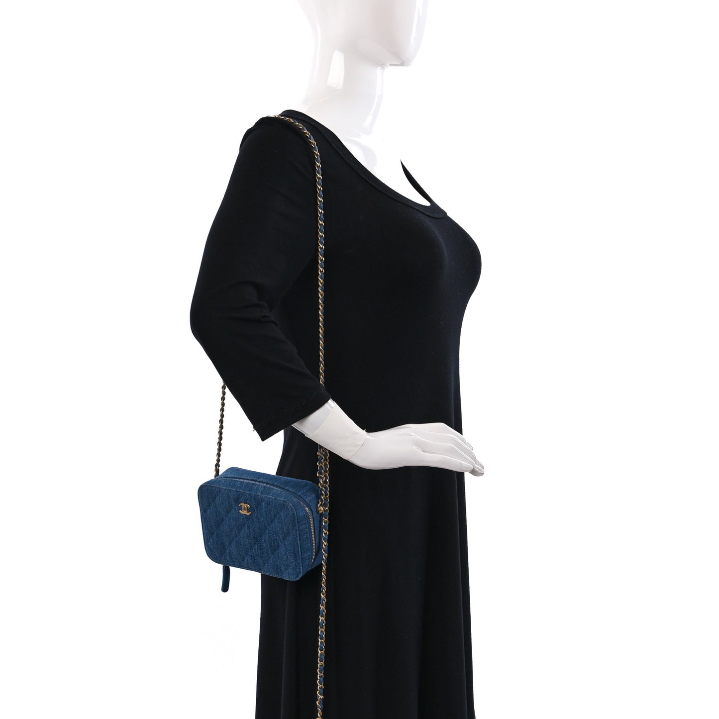Denim Quilted CC Pearl Crush Camera Case Blue