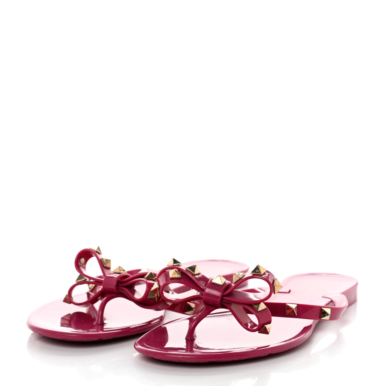 Valentino Garavani PVC Jelly Rockstud Bow Thong Sandals 40 Blossom 3 of 9