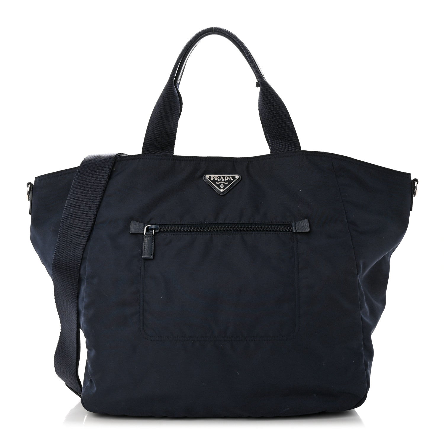 Prada Nylon Saffiano Front Pocket Tote Baltico 1 of 26