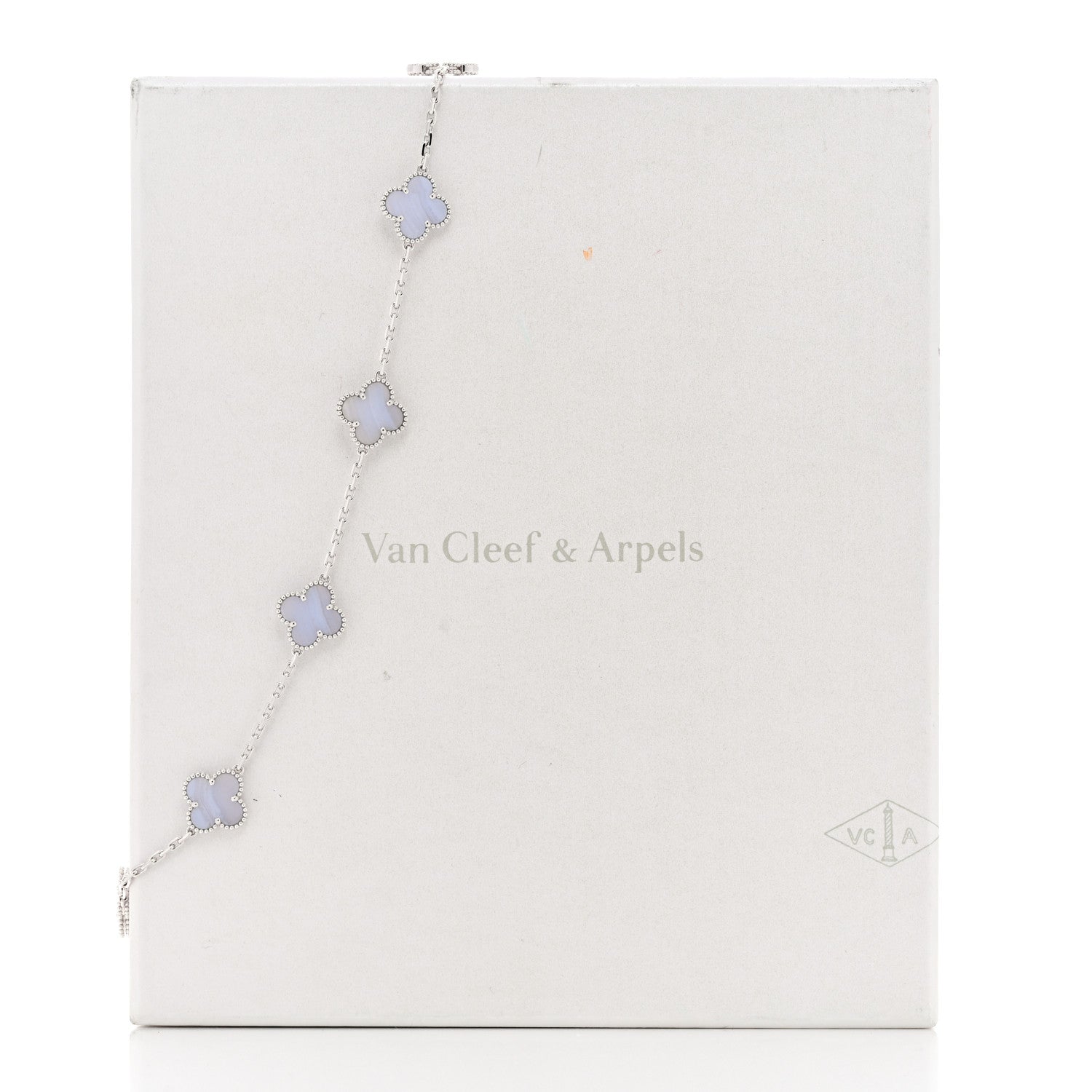 Van Cleef & Arpels 18K White Gold Chalcedony 10 Motifs Vintage Alhambra Necklace 7 of 7