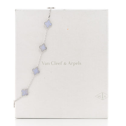 Van Cleef & Arpels 18K White Gold Chalcedony 10 Motifs Vintage Alhambra Necklace 7 of 7