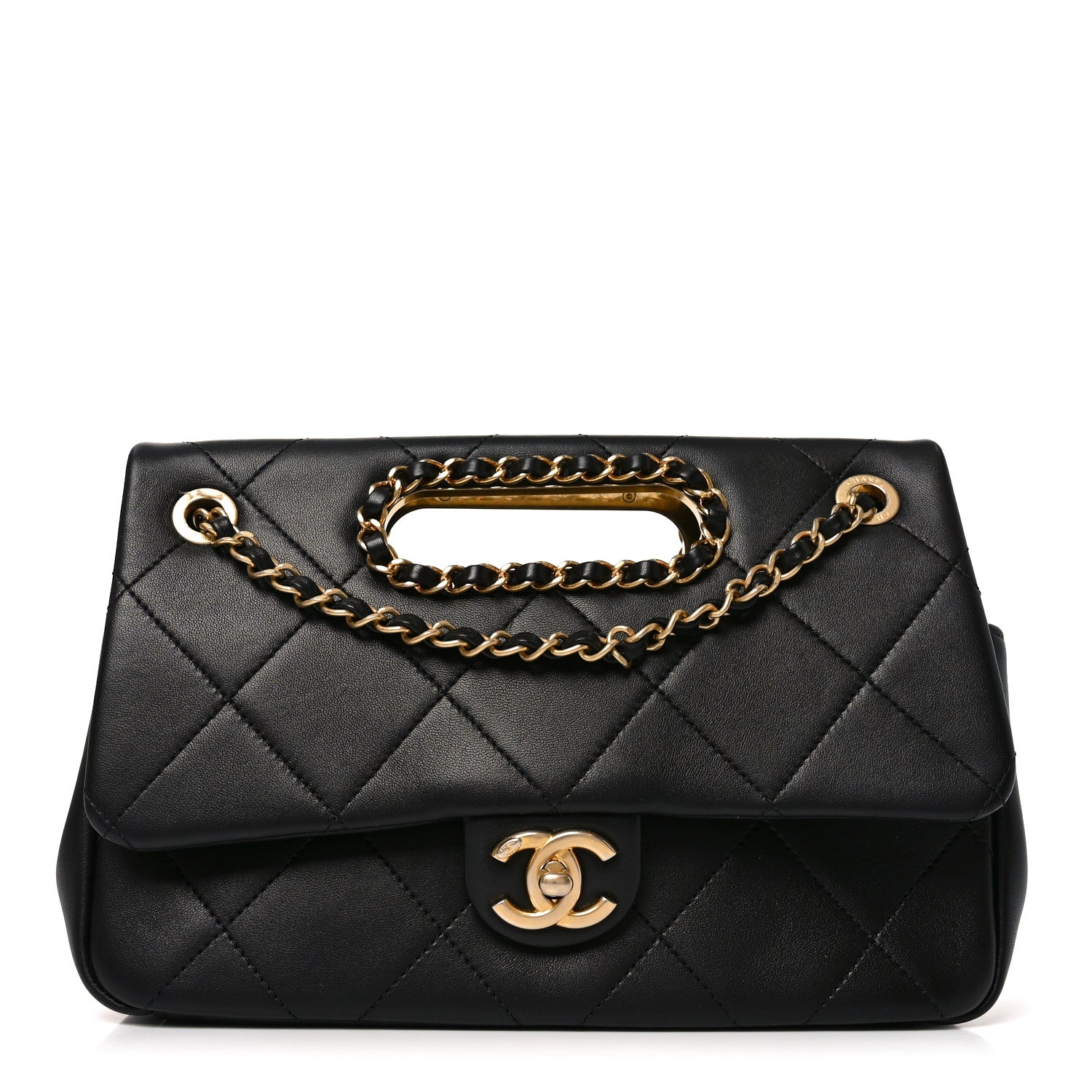 Chanel Lambskin Small Chain Handle Flap Bag Black 1 of 9