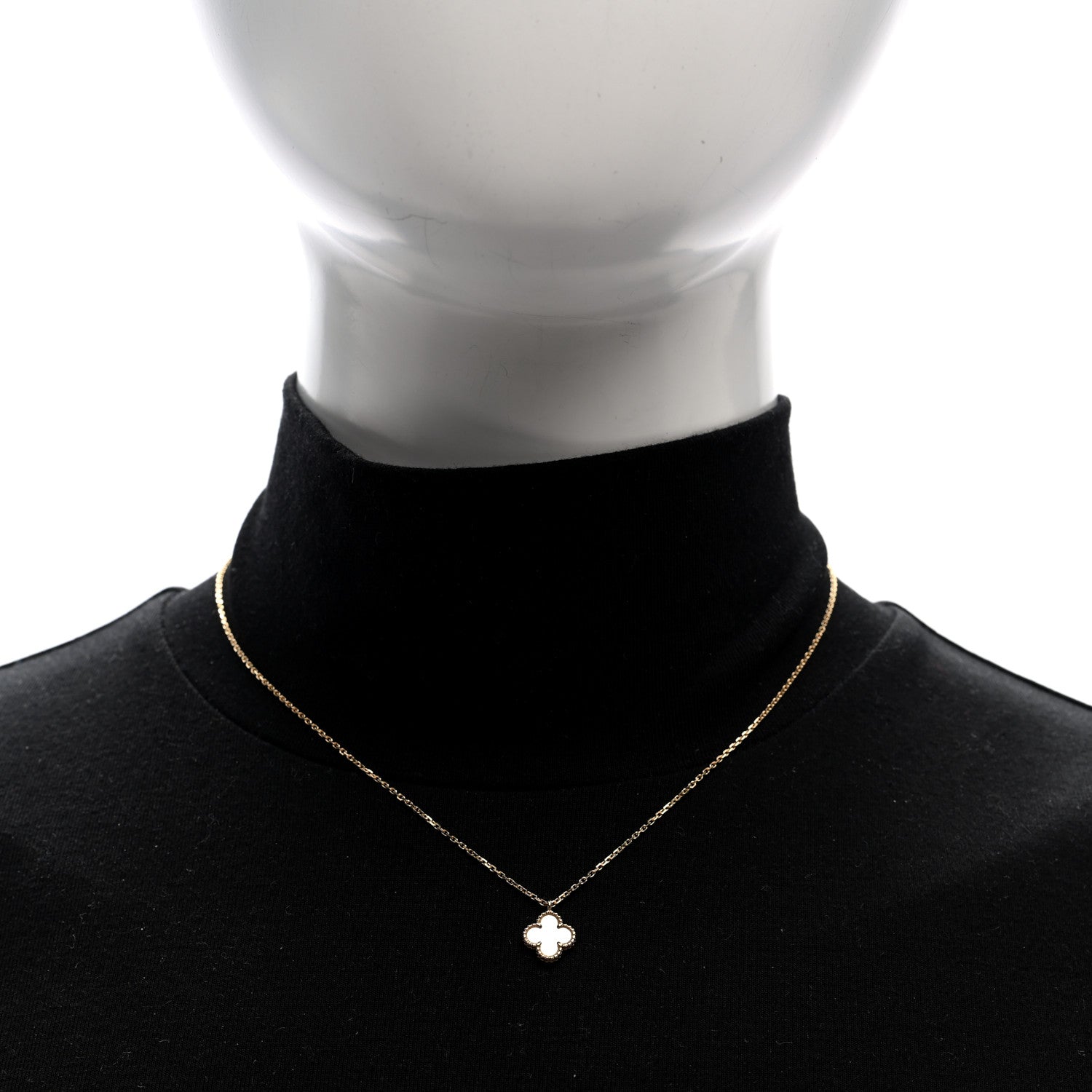 Van Cleef & Arpels 18K Yellow Gold Mother of Pearl Sweet Alhambra Pendant Necklace 2 of 5