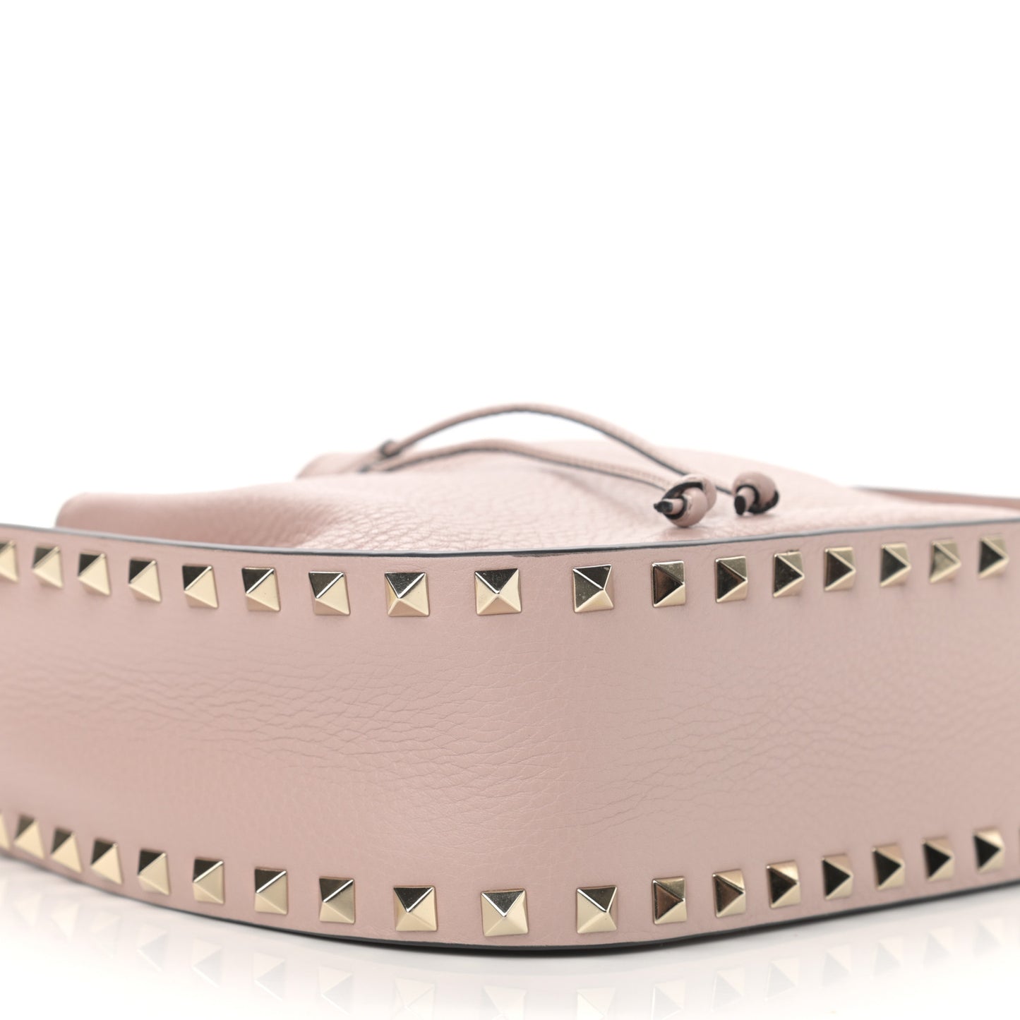 Grained Calfskin Rockstud Bucket Bag Poudre