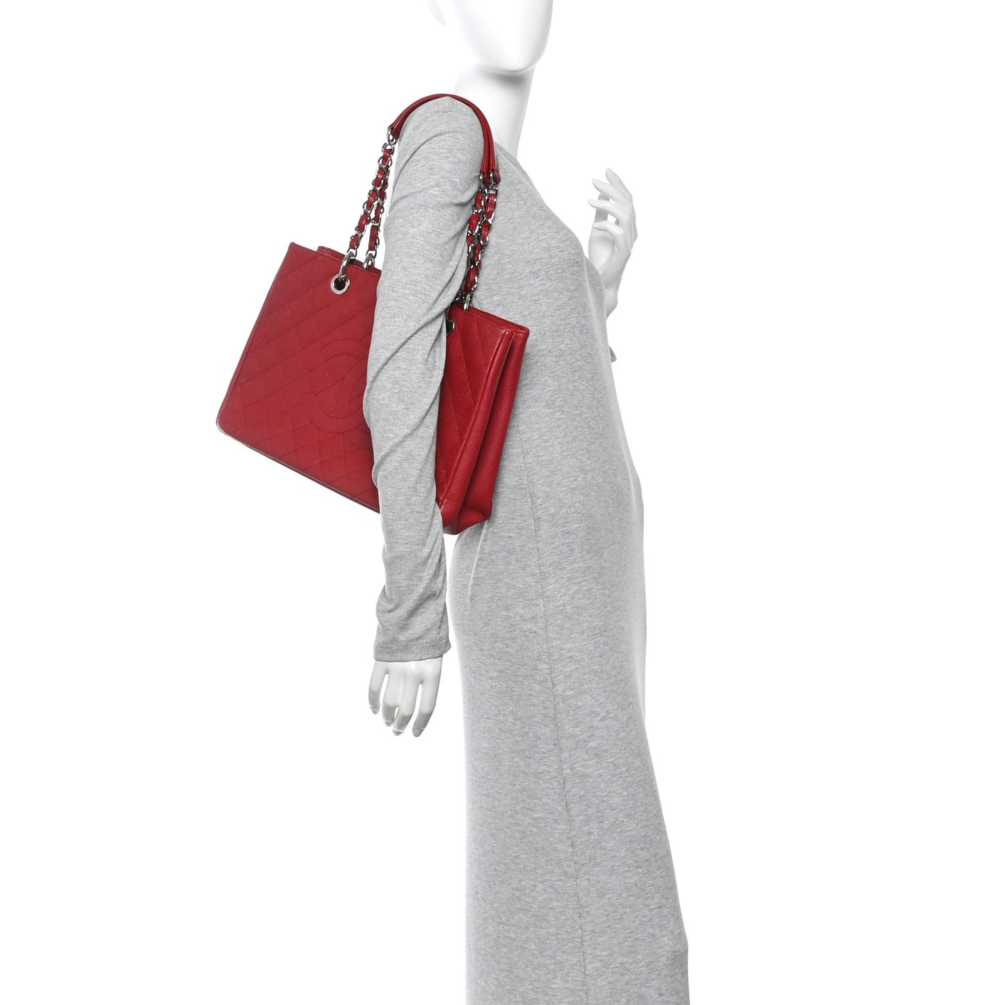Caviar Quilted Grand Shopping Tote GST Red
