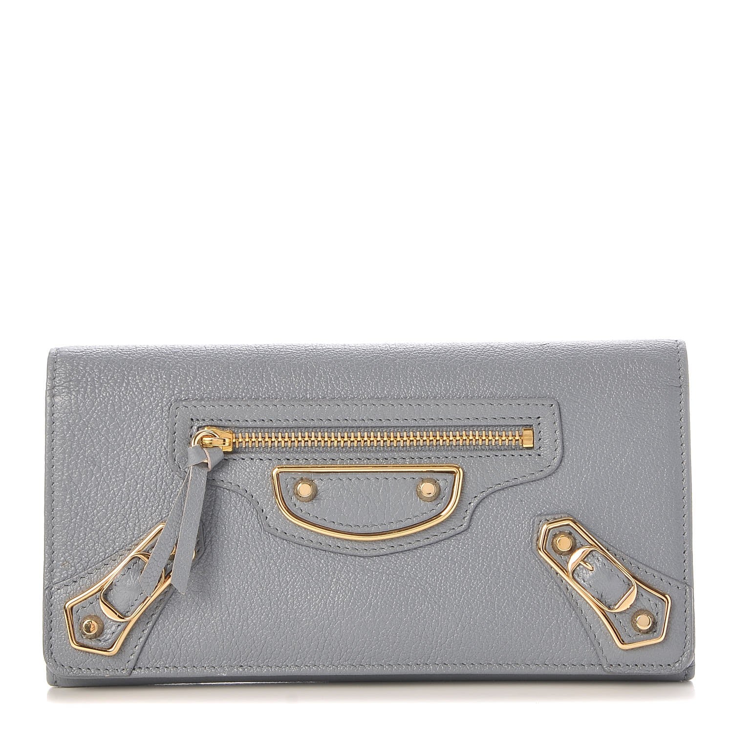 Balenciaga Chevre Gold Metallic Edge Hardware Continental Flap Wallet Bleu Acier 1 of 8