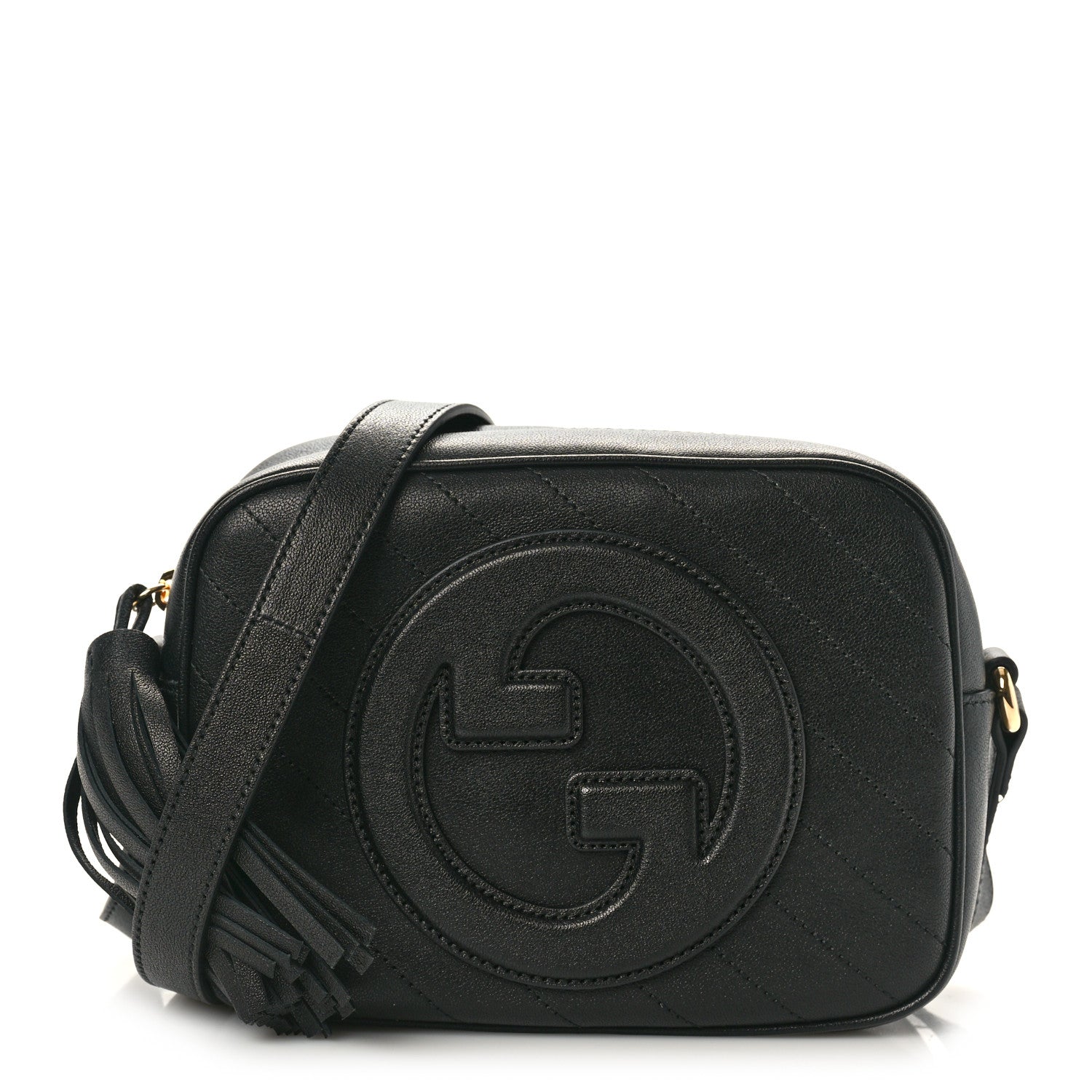 Gucci Sakai Be Green Calfskin Diagonal Stitched Small Blondie Shoulder Bag Black 1 of 10