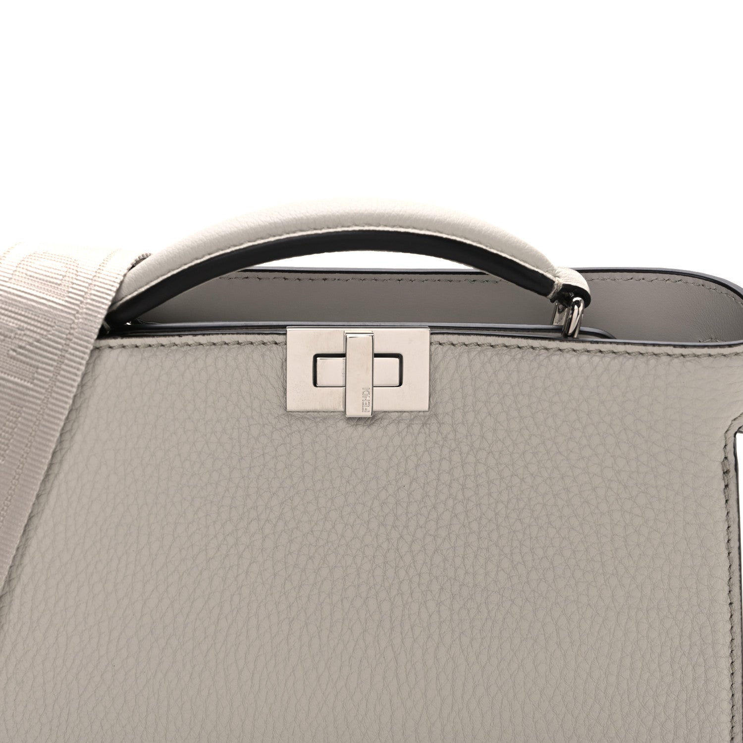 Fendi Cuoio Romano Vitello Cover Bi-Color Peekaboo I See U X Cross Satchel Ghiaia Oliva 9 of 11