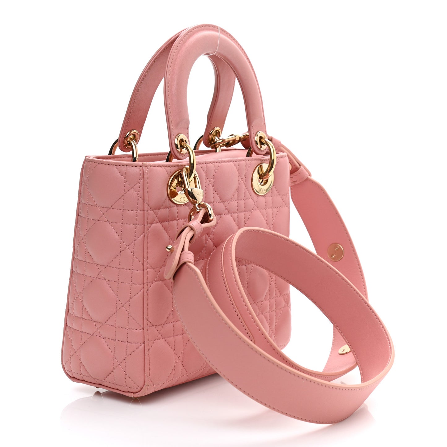 Lambskin Cannage Small Lucky Badges My Lady Dior Pink
