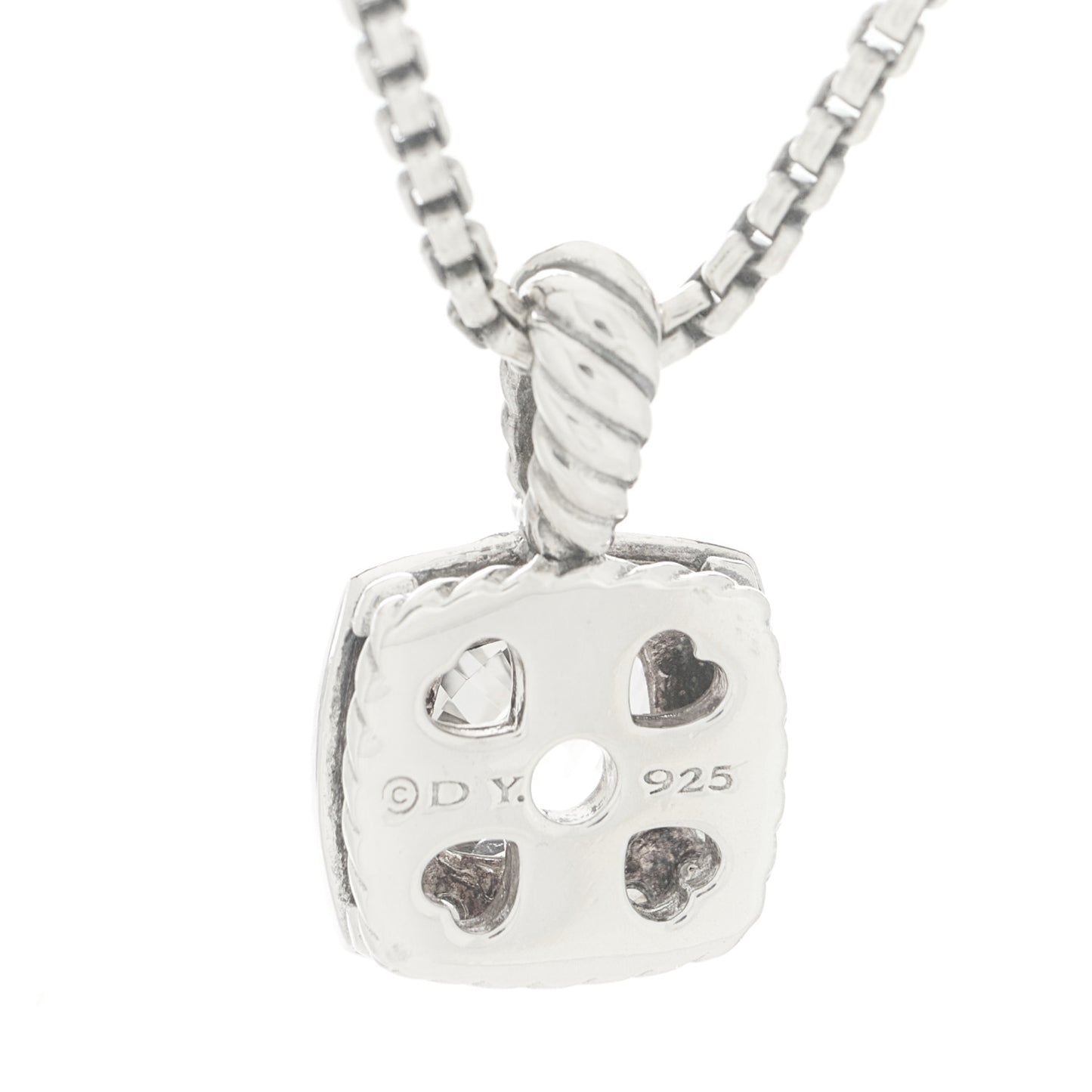 Sterling Silver Diamond White Topaz 7mm Petite Albion Pendant Necklace