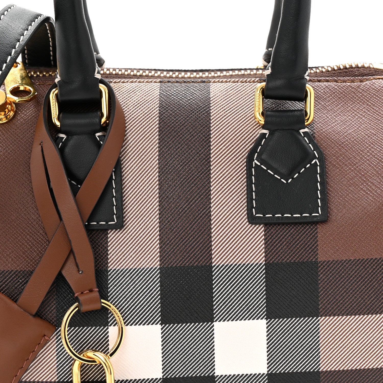 Burberry E-canvas Check Mini Bowling Bag Dark Birch Brown 7 of 9