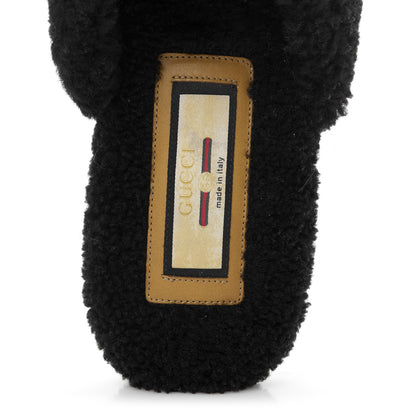 Gucci Shearling Interlocking G Mens Eileen Slippers 8 Black Butterscotch 7 of 9