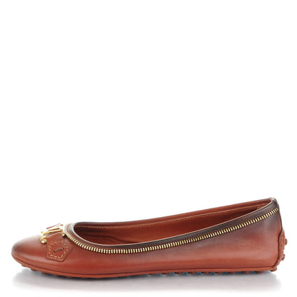 Louis Vuitton Calfskin Zip Oxford Ballerina Flats 38 Cognac 1 of 8