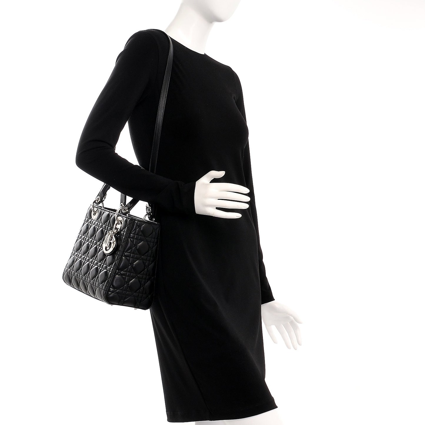 Lambskin Cannage Medium Lady Dior Black