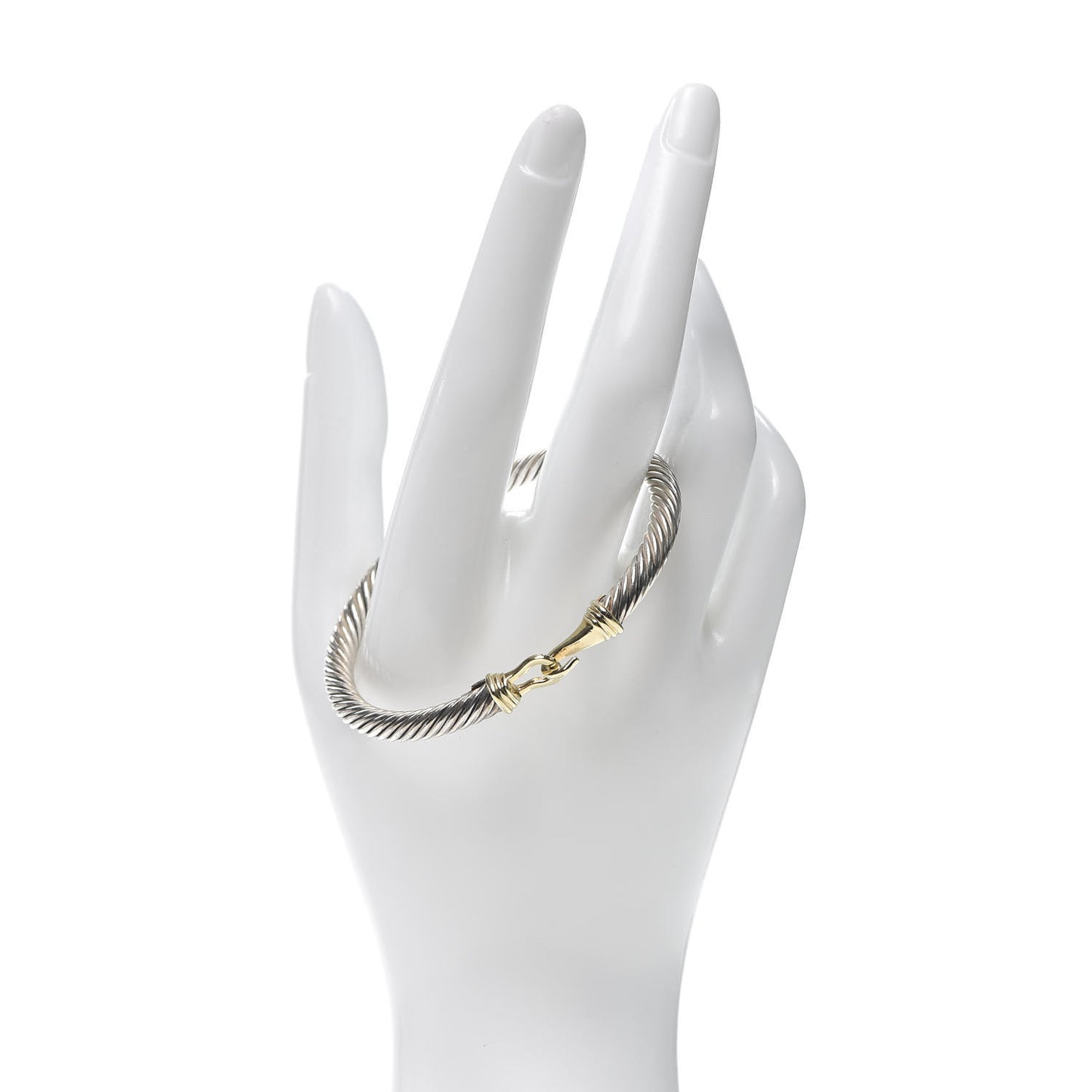 Sterling Silver 14K Yellow Gold 5mm Cable Classic Buckle Bracelet