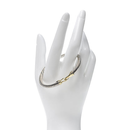 David Yurman Sterling Silver 14K Yellow Gold 5mm Cable Classic Buckle Bracelet 2 of 5