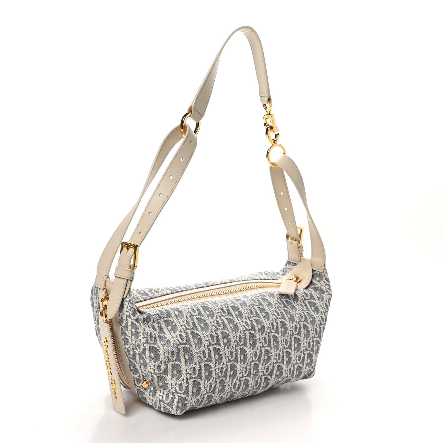 Oblique Raffia Effect Small D-Journey Bag Blue Light Biscuit