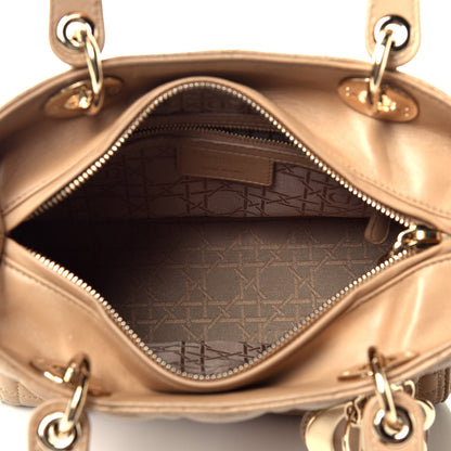 Christian Dior Lambskin Cannage Medium Lady Dior Beige 6 of 10