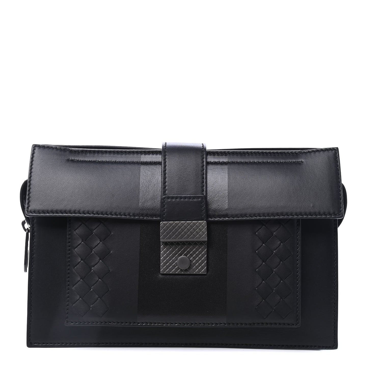 Nappa Intrecciato Lock Pouch Black