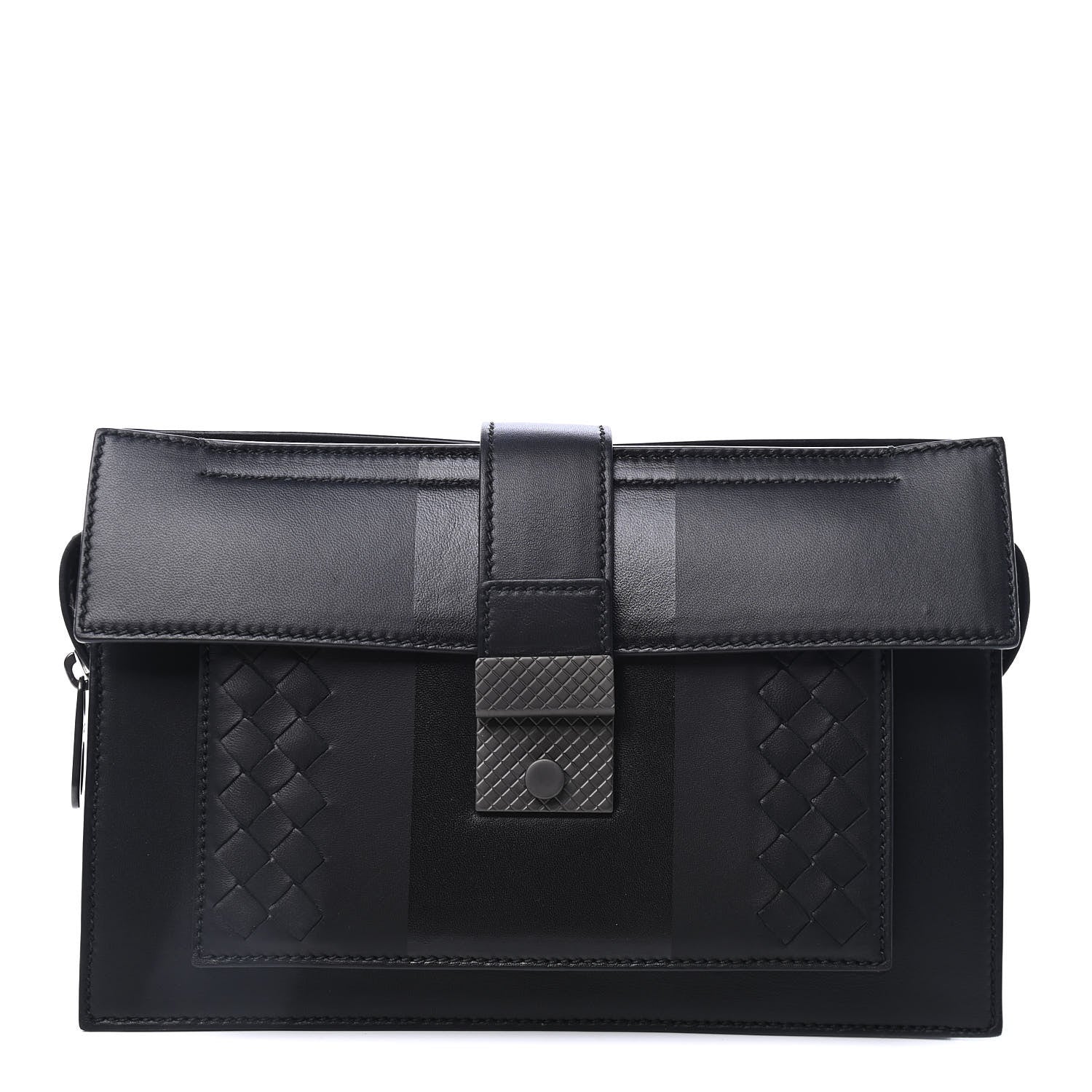 Bottega Veneta Nappa Intrecciato Lock Pouch Black 1 of 4