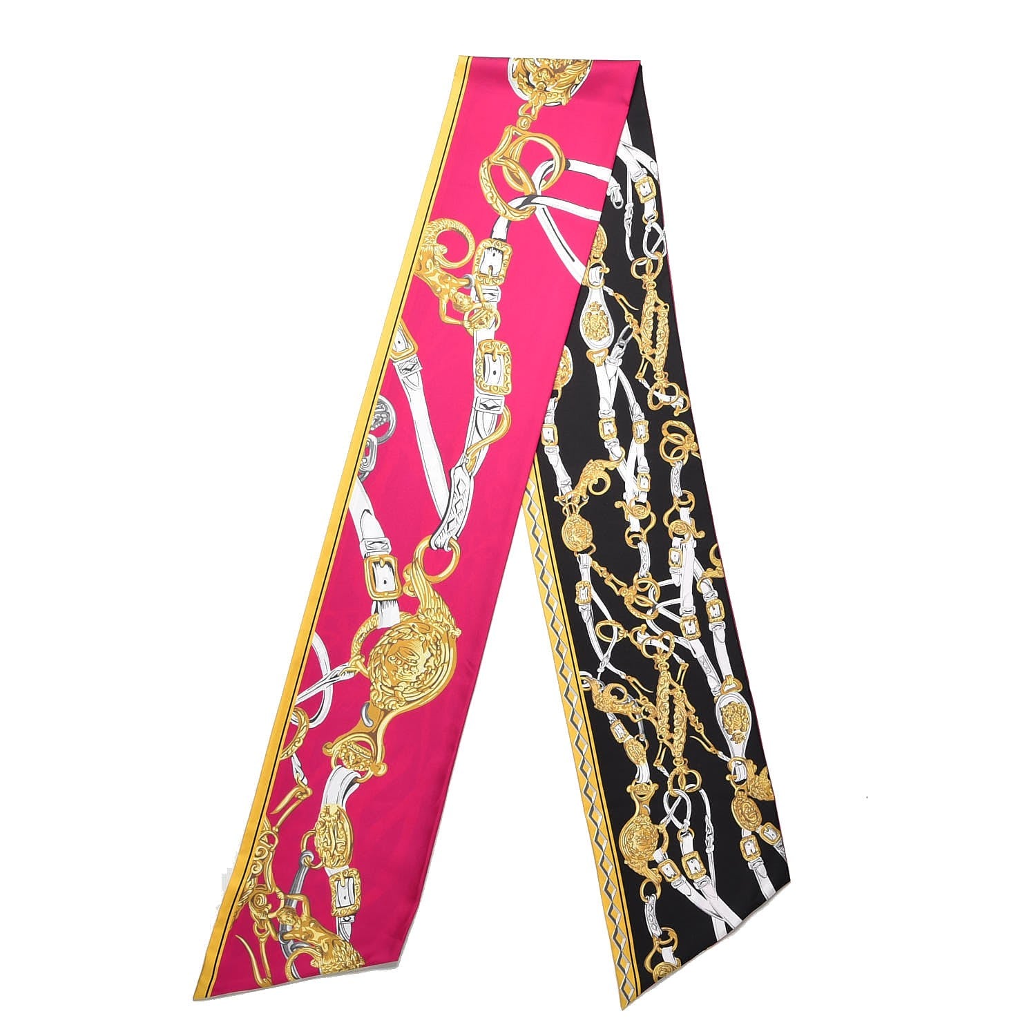 Hermes Silk Brides De Gala Maxi Twilly Fuchsia Noir Vieil Or 1 of 5
