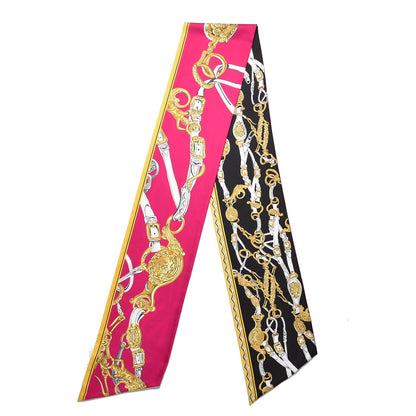 Hermes Silk Brides De Gala Maxi Twilly Fuchsia Noir Vieil Or 1 of 5